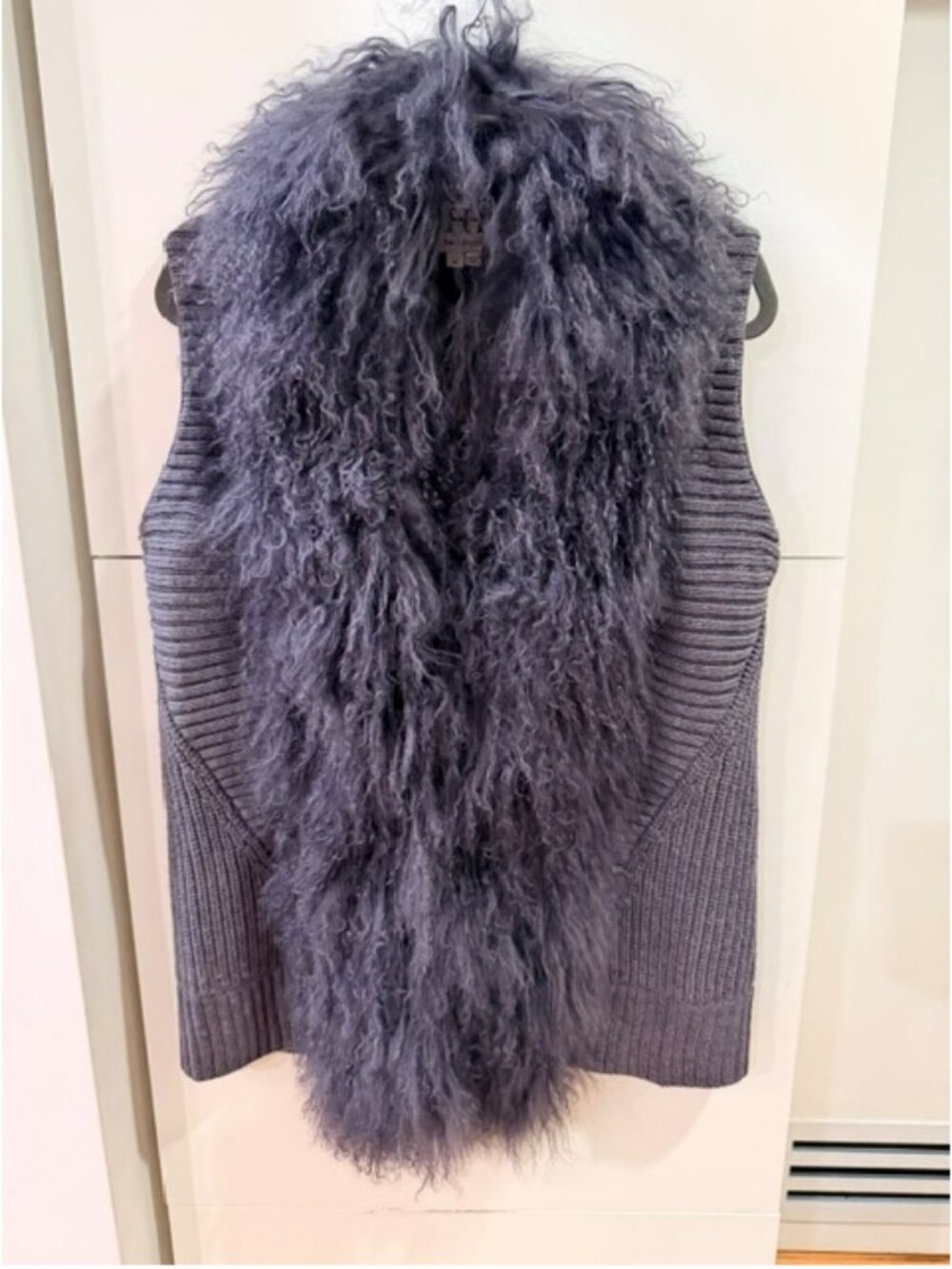 Haute Hippie Merino Wool Tibet Lamb Fur Vest Gray Size Medium